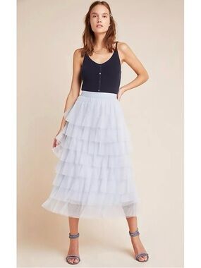 Anthropologie Ashley Tulle Midi Skirt Medium